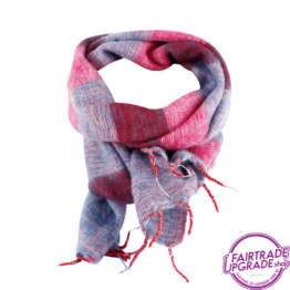 sjaal gestreept Fuchsia Blauw FairtradeUpgrade