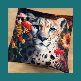 Handgemaakt Kussen Veloers Luipaard bij Fairytale books cards and gifts