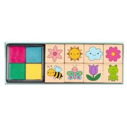 Stempelset Bloemen Hout