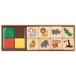 Stempelset Wilde Dieren Hout